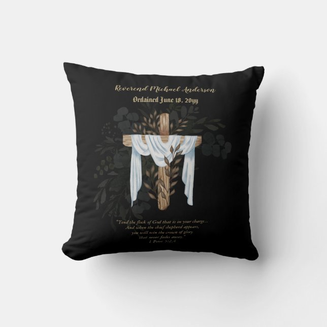 Newly Ordained Priest Pastor Deacon Minister Throw Cushion (Front)