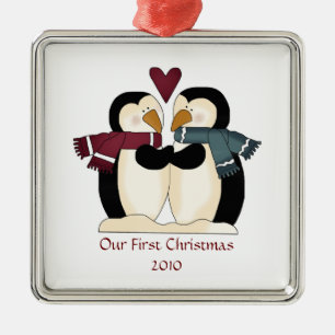 Newly Wed Penguin Love Ornament
