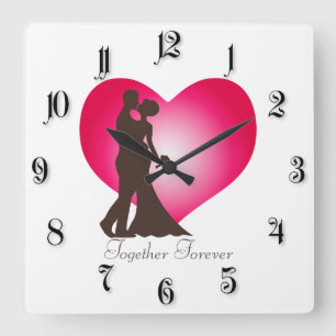 Newly wedded couple square wall clock