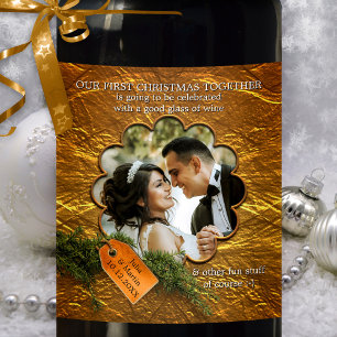 Newly Weds First Christmas Together Wine Label