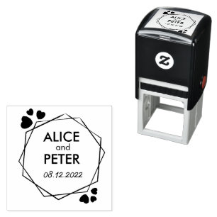 Newly weds names, custom bride and groom name date self-inking stamp