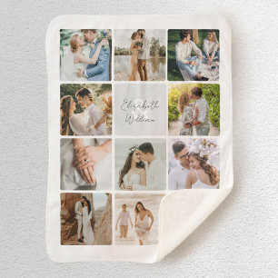 Newly Weds Photo Collage Sherpa Blanket