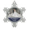 Newlywed 1st Christmas Photo Navy Blue Snowflakes