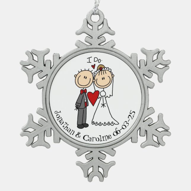 Newlywed 1st Christmas Together Snowflake Ornament (Front)