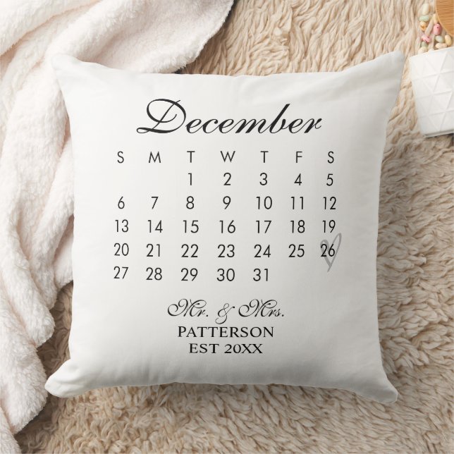 Newlywed Calendar Wedding Date  Cushion (Blanket)