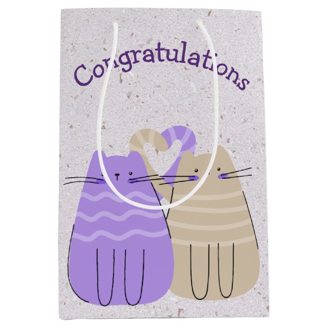 Newlywed Cats on Terrazzo  Medium Gift Bag (Front)