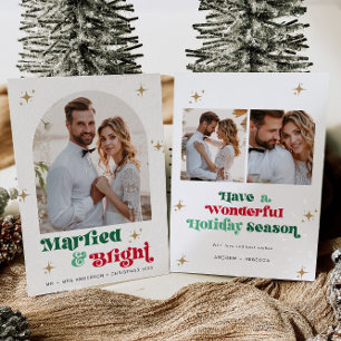 Newlywed Christmas Card Photo Boho Holiday Card