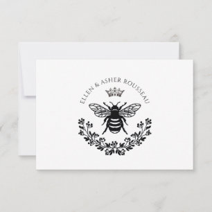 Newlywed Couple Bee Floral Name Wedding Logo Card