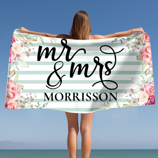 Newlywed Engagement Honeymoon Gift for Couple  Beach Towel (Newlywed Engagement Honeymoon Gift for Couple Beach Towel)