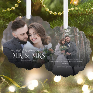 Newlywed First Christmas 2 Photo Tree Decoration Card