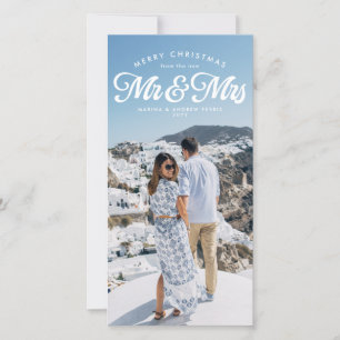 Newlywed first Christmas as Mr and Mrs photo Holiday Card