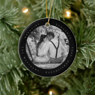 Newlywed First Christmas Married Date Established Ceramic Ornament