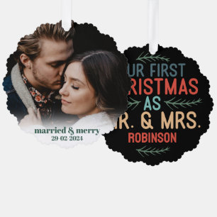 newlywed first christmas married holiday accents tree decoration card