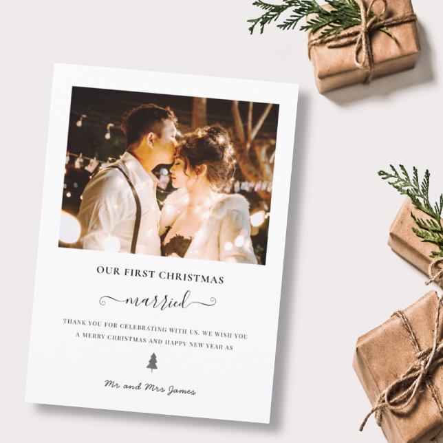 Newlywed First Christmas Married Mr and Mrs Photo Holiday Card (Creator Uploaded)