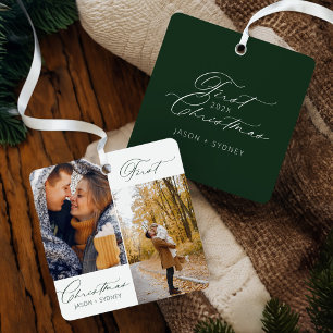 Newlywed First Christmas Married Photo Keepsake Metal Tree Decoration
