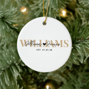 Newlywed First Christmas Mr & Mrs Wedding Custom Ceramic Ornament