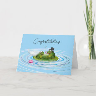 Newlywed Frogs On Lily Pad   Card