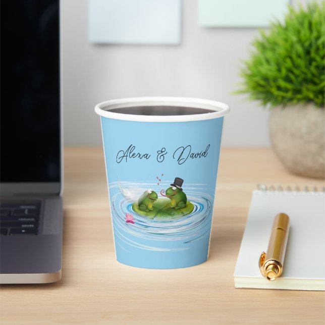 Newlywed Frogs On Lily Pad    Paper Cups (Insitu)