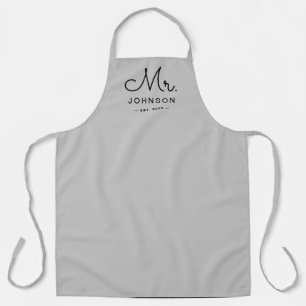 Newlywed Groom Personalised Grey Apron