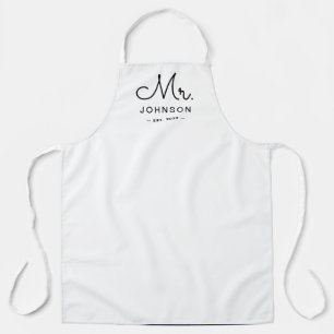 Newlywed Groom Personalised White Apron