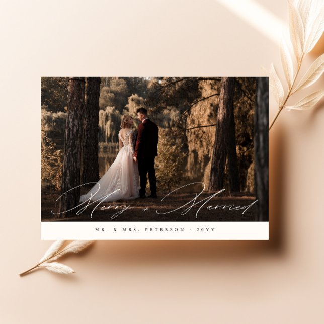 Newlywed Just Married Christmas Wedding Photo Holiday Card (Creator Uploaded)