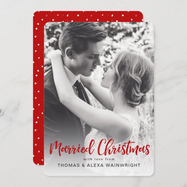 Newlywed Married Christmas Photo Holiday Card (Front/Back)