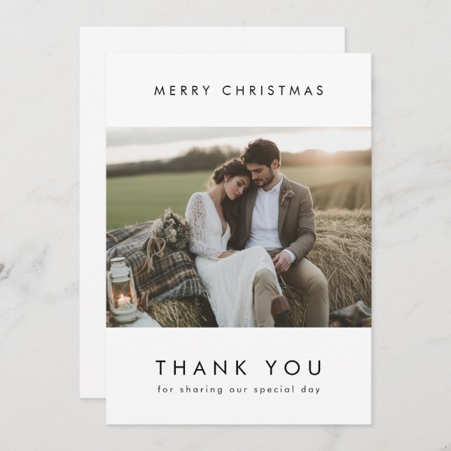 Newlywed Married Thank You Christmas Photo Holiday Card (Front/Back)