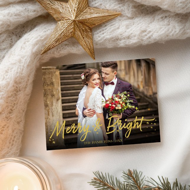 Newlywed Merry And Bright Photo Christmas Holiday Postcard (Creator Uploaded)