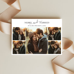 Newlywed Merry & Married Christmas 5 Photo Holiday Card