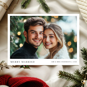 Newlywed Merry Married Christmas Photo Holiday Card