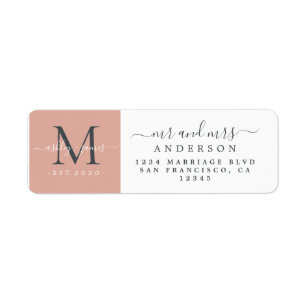 Newlywed Monogram Mr Mrs Return Address Label