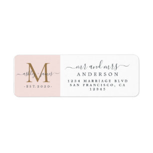Newlywed Monogram Mr Mrs Return Address Label
