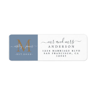 Newlywed Monogram Mr Mrs Return Address Return Address Label