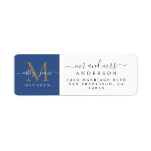 Newlywed Monogram Mr Mrs Return Address Return Address Label
