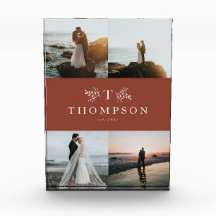 Newlywed monogram terracotta four picture photo block