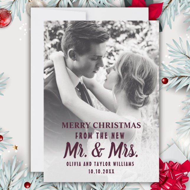 Newlywed Mr And Mrs First Christmas Custom Photo Holiday Card (Creator Uploaded)