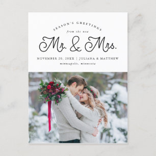 Newlywed Mr and Mrs Photo Holiday Postcard