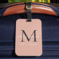 Newlywed Mr Mrs Black Monogram Names Dusty Pink