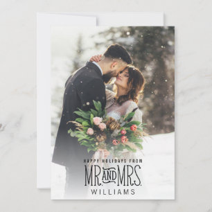 Newlywed Mr. & Mrs. Hand-Lettered Photo Holiday