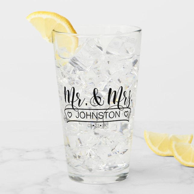 Newlywed Name Banner Mr & Mrs ID668 Glass (Front Ice)