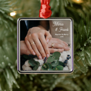 Newlywed Ornament, Couple Photo Christmas Ornament
