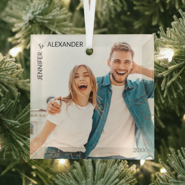 Newlywed Photo Glass Tree Decoration (Insitu)