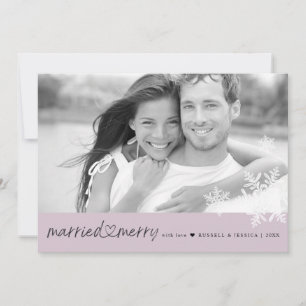 Newlywed Photo Married and Merry Flat Holiday Card