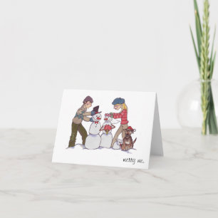 Newlywed Snowmen "Merry Me" Holiday Card