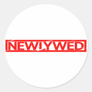 Newlywed Stamp Classic Round Sticker