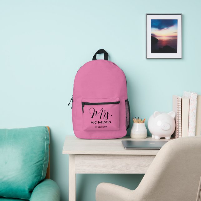 Newlywed Typography Script Printed Backpack (Insitu)