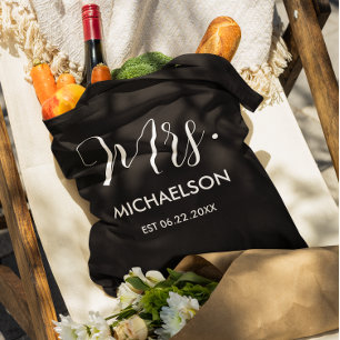 Newlywed Typography Script Tote Bag