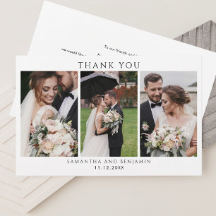 Newlyweds 3 Photo Wedding Thank You Stationery
