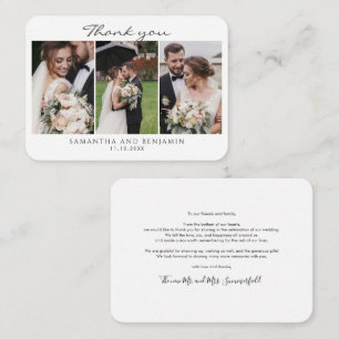 Newlyweds 3 Photos Wedding Thank You Card