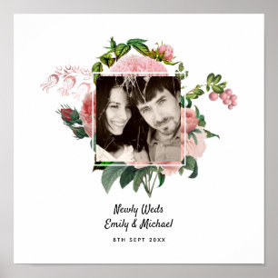 Newlyweds Blush Pink Roses Botanical Floral PHOTO Poster